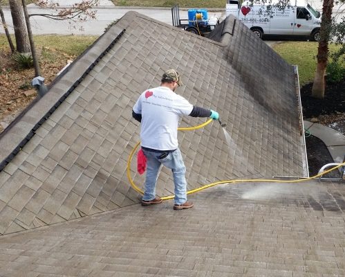 Asphalt Shingle Roof Cleaning in Houston TX
